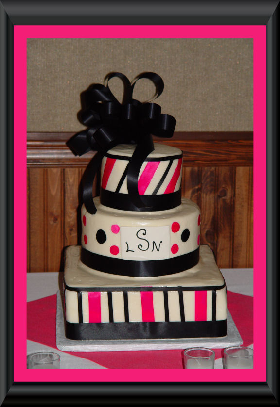 hot pink black and white wedding cakes. hot pink black and white